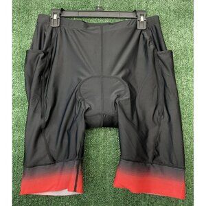 QUALIDYNE Padded Bicycle Cycling Shorts Mens Transpirability Red Black Size 2XL